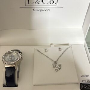 L & Co. Silver Watch and Necklace Set